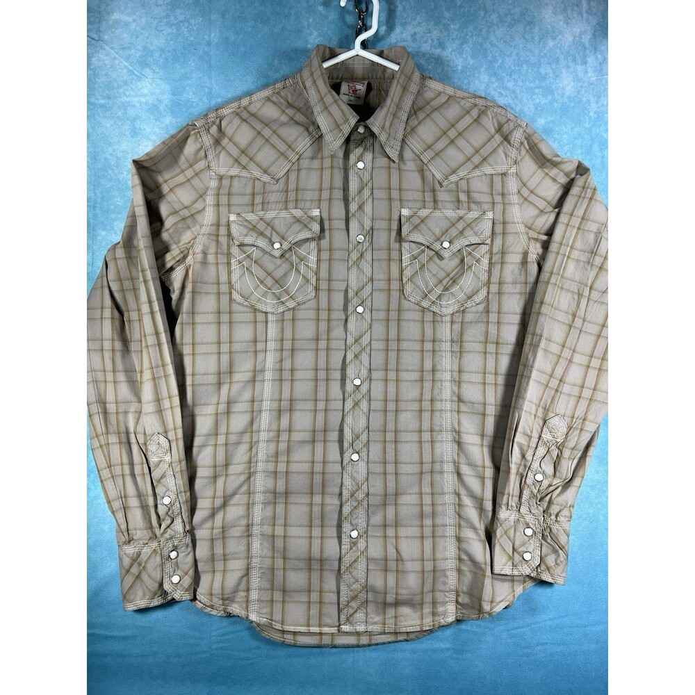 Y2K VTG True Religion western shirt XXL snap button Check The Pictures